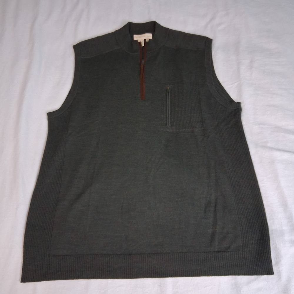 The Territory Ahead‎ Grandpa Sweater Vest Mens XL Merino Wool Hunter Green